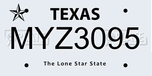MYZ3095 Texas License Plate