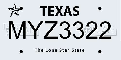 MYZ3322 Texas License Plate