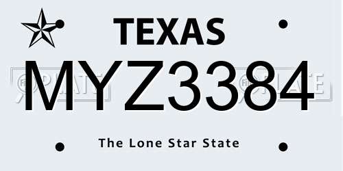 MYZ3384 Texas License Plate