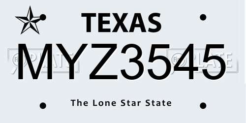 MYZ3545 Texas License Plate