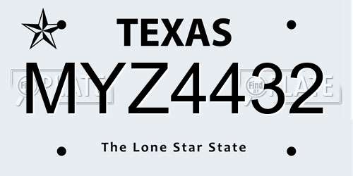 MYZ4432 Texas License Plate