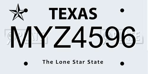 MYZ4596 Texas License Plate