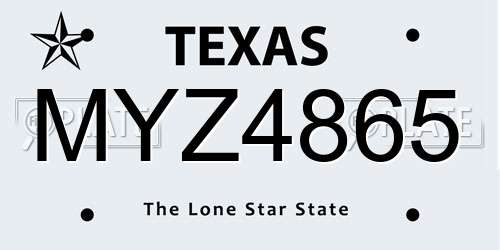 MYZ4865 Texas License Plate