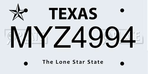MYZ4994 Texas License Plate