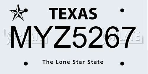 MYZ5267 Texas License Plate