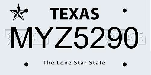 MYZ5290 Texas License Plate