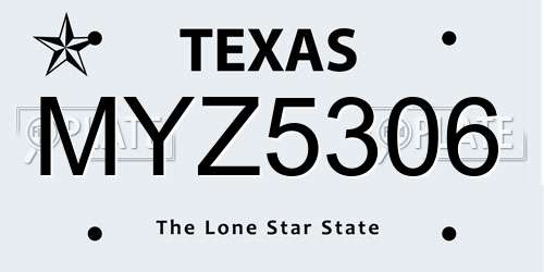 MYZ5306 Texas License Plate