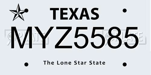 MYZ5585 Texas License Plate