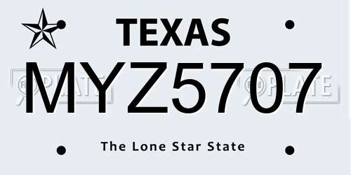 MYZ5707 Texas License Plate