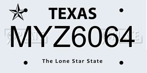 MYZ6064 Texas License Plate