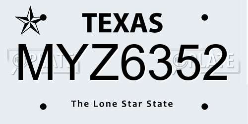 MYZ6352 Texas License Plate