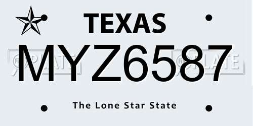 MYZ6587 Texas License Plate