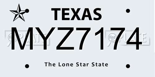 MYZ7174 Texas License Plate