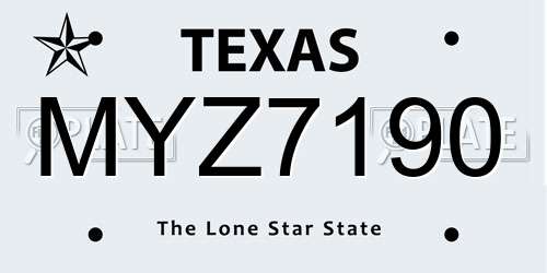 MYZ7190 Texas License Plate