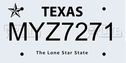 MYZ7271 Texas License Plate