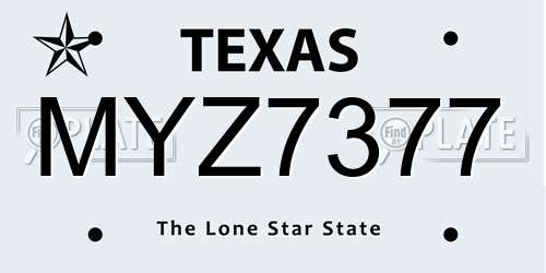 MYZ7377 Texas License Plate