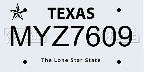 MYZ7609 Texas License Plate