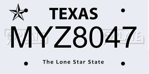 MYZ8047 Texas License Plate