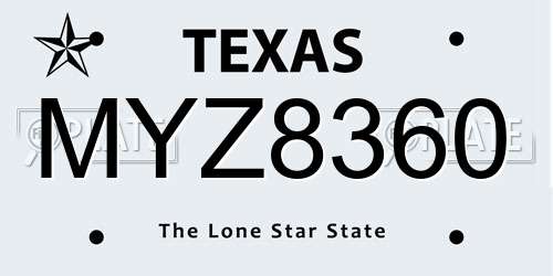 MYZ8360 Texas License Plate