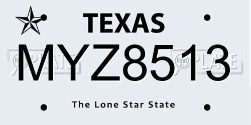 MYZ8513 Texas License Plate