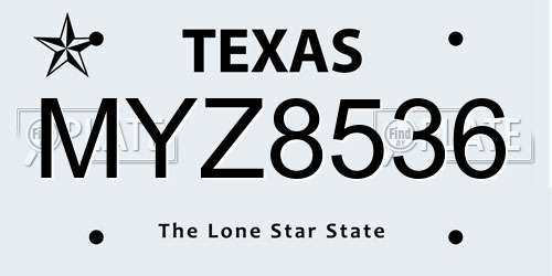 MYZ8536 Texas License Plate