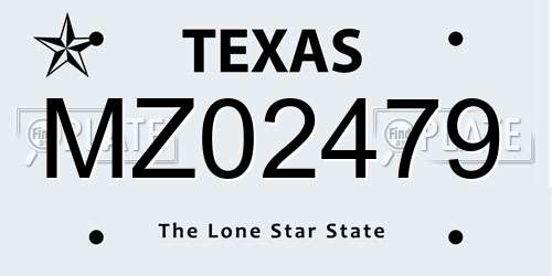 MZ02479 Texas License Plate