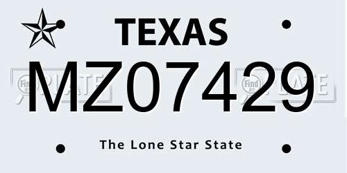 MZ07429 Texas License Plate