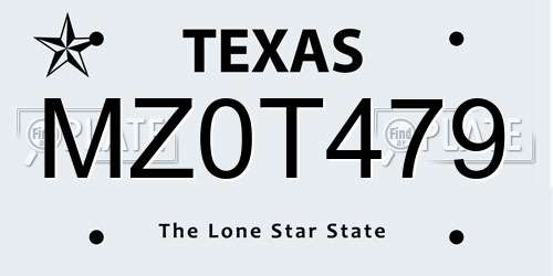 MZ0T479 Texas License Plate
