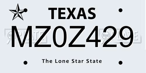 MZ0Z429 Texas License Plate