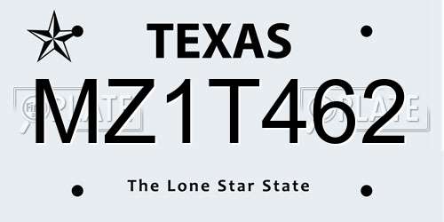 MZ1T462 Texas License Plate