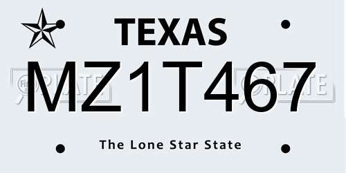MZ1T467 Texas License Plate