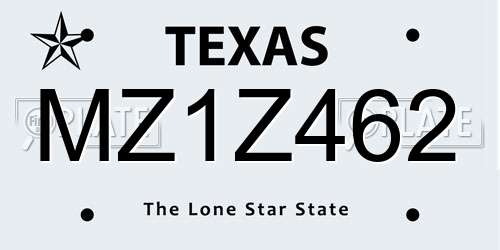 MZ1Z462 Texas License Plate