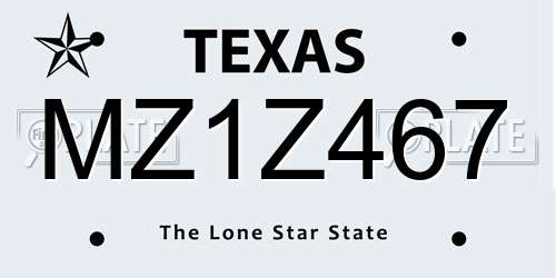 MZ1Z467 Texas License Plate