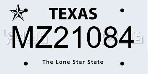 MZ21084 Texas License Plate