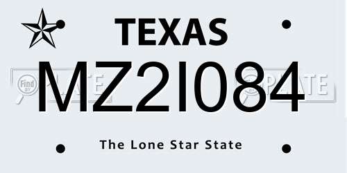 MZ2I084 Texas License Plate