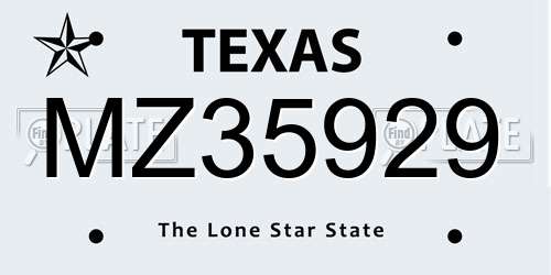 MZ35929 Texas License Plate