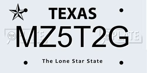 MZ5T2G Texas License Plate