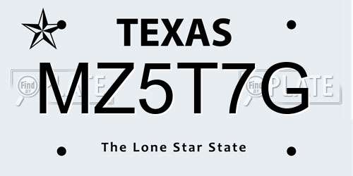 MZ5T7G Texas License Plate