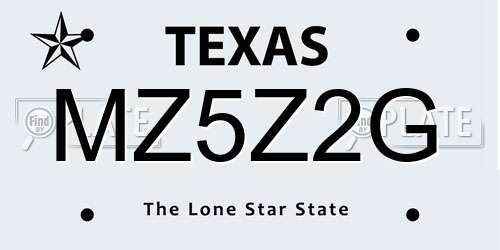 MZ5Z2G Texas License Plate