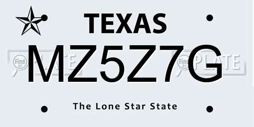 MZ5Z7G Texas License Plate