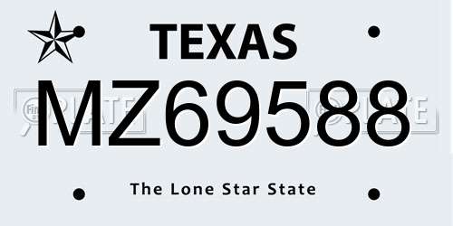 MZ69588 Texas License Plate