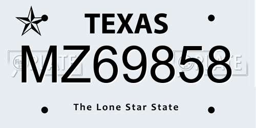 MZ69858 Texas License Plate