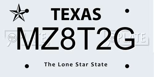 MZ8T2G Texas License Plate