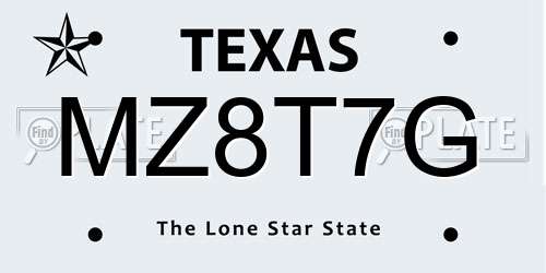 MZ8T7G Texas License Plate