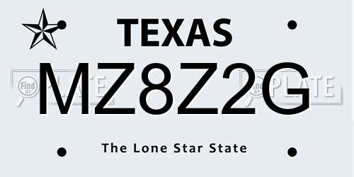 MZ8Z2G Texas License Plate