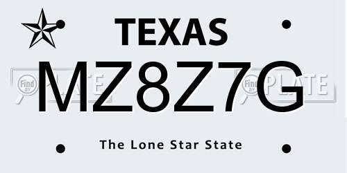 MZ8Z7G Texas License Plate