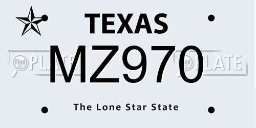 MZ970 Texas License Plate