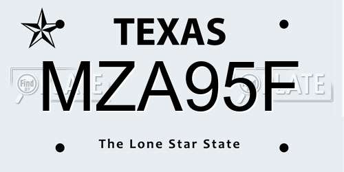 MZA95F Texas License Plate