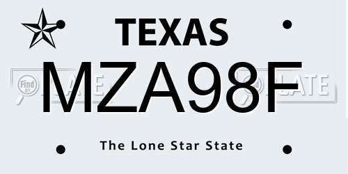 MZA98F Texas License Plate