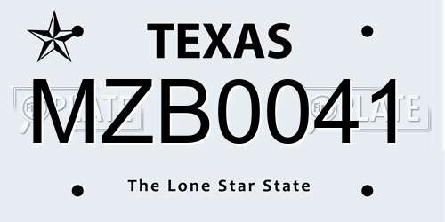 MZB0041 Texas License Plate